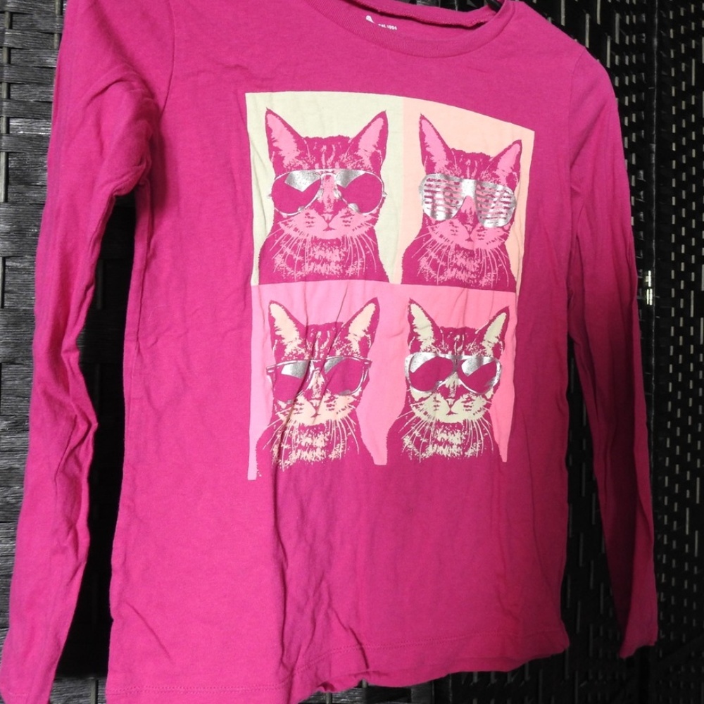 Youth Girl's Pink Kitten T Shirt Sunglasses